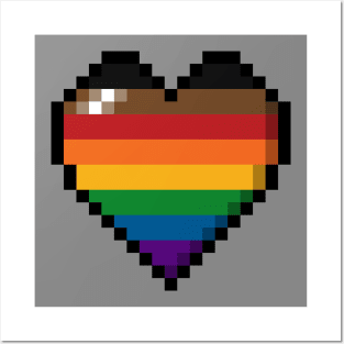 Inclusive Rainbow Pixel Heart Posters and Art